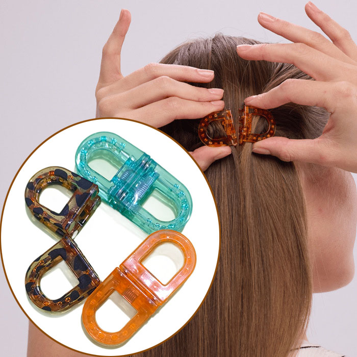 Hi Tech Accessories - مشبك شعر مغناطيسي عصري من قطعتين،
