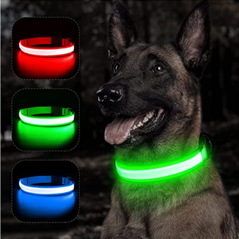 Tech Dog Accessories - طوق مضيء قابل لإعادة الشحن عبر