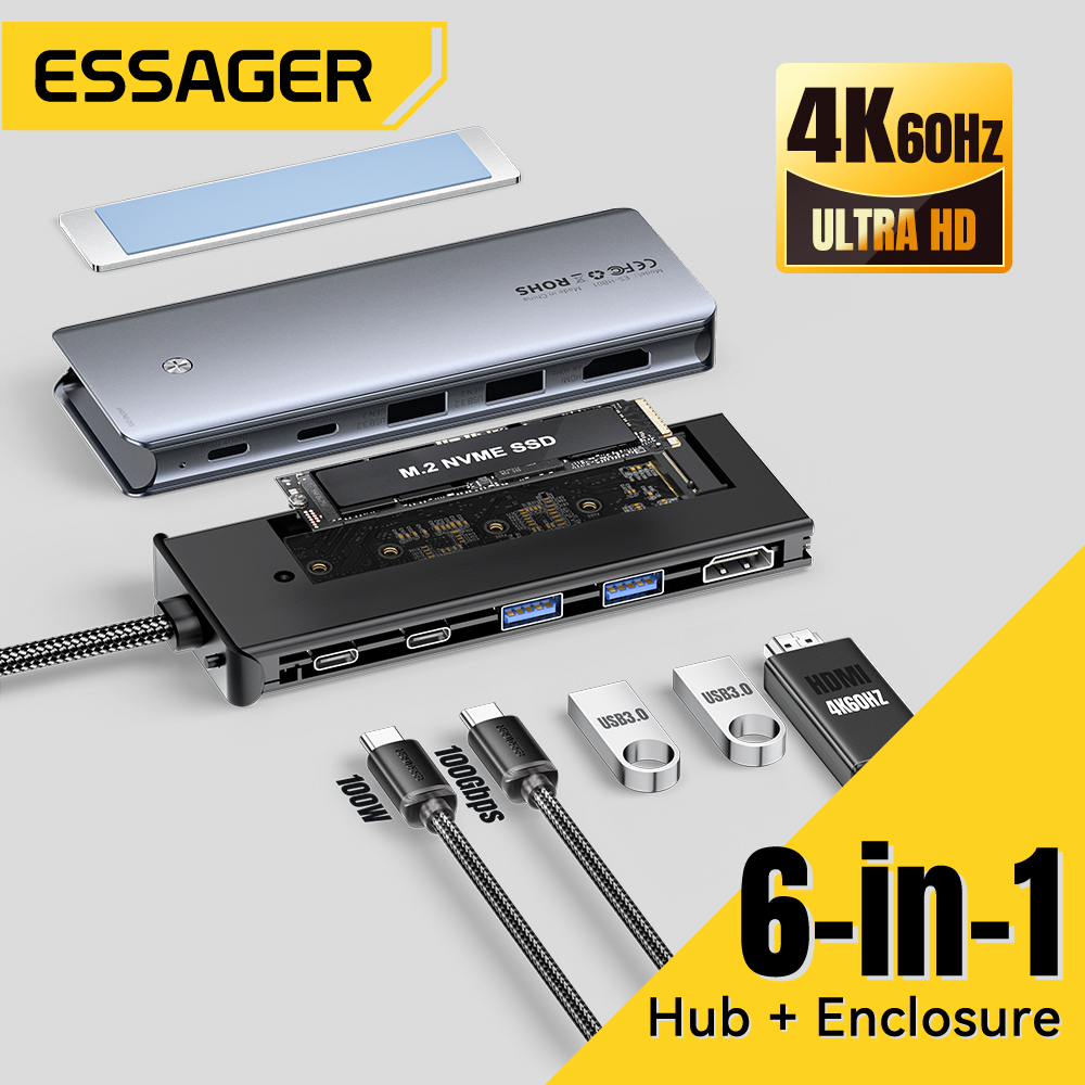 Usb Hub 7 Port - Essager USB C Hub مع M.2