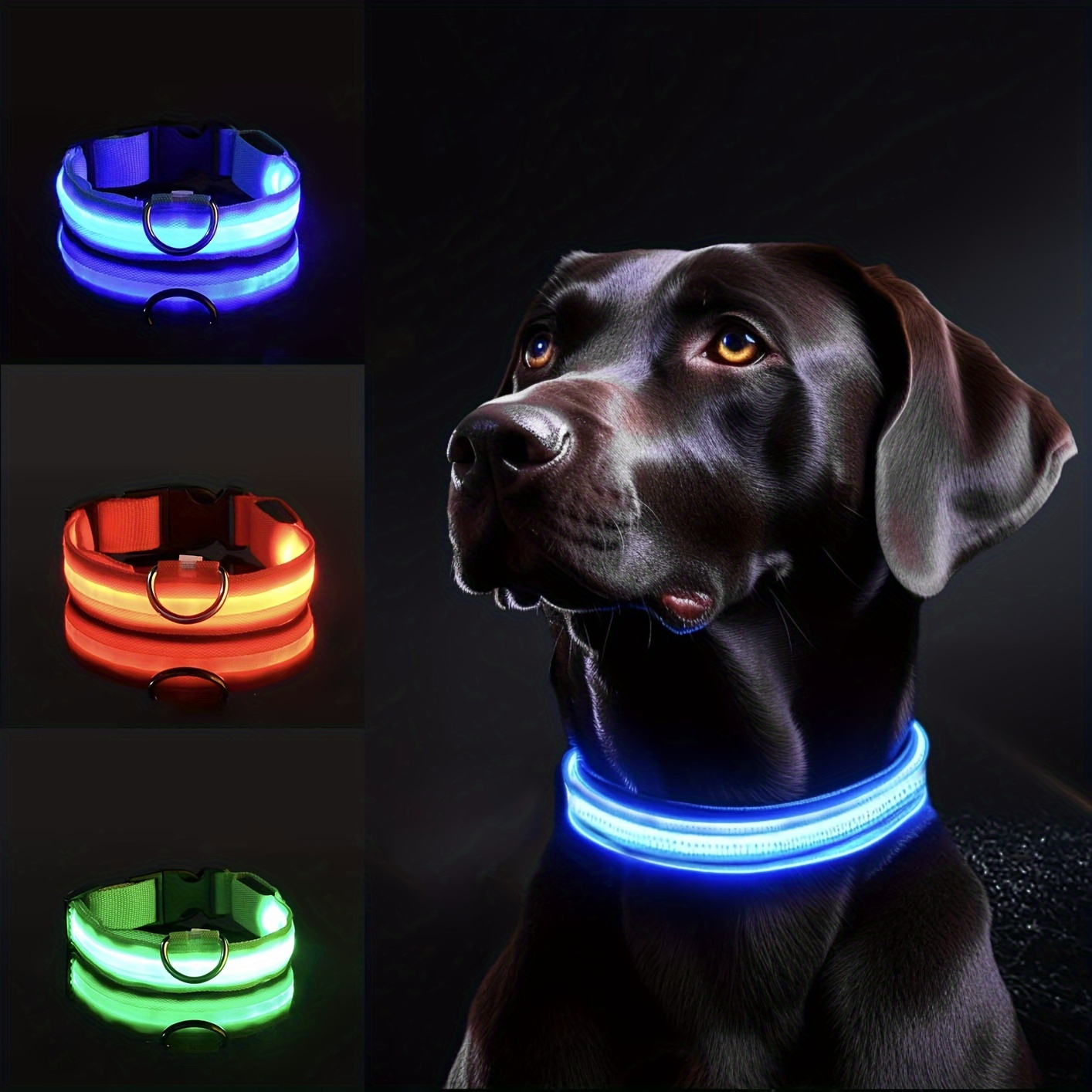 Tech Dog Accessories - طوق كلب عاكس LED للسلامة الليلية