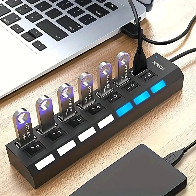 عالية السرعة 4/7 منافذ USB HUB - مراجعة Usb Hub 7 Port وسعره