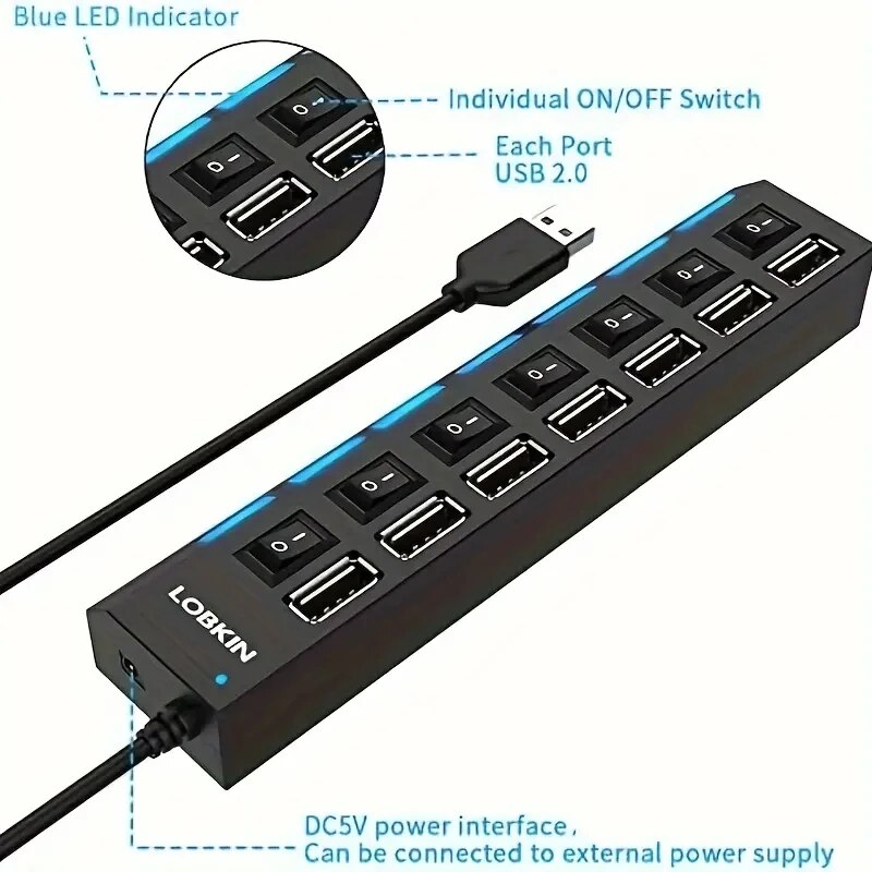 عالية السرعة 4/7 منافذ USB HUB - مراجعة Usb Hub 7 Port وسعره