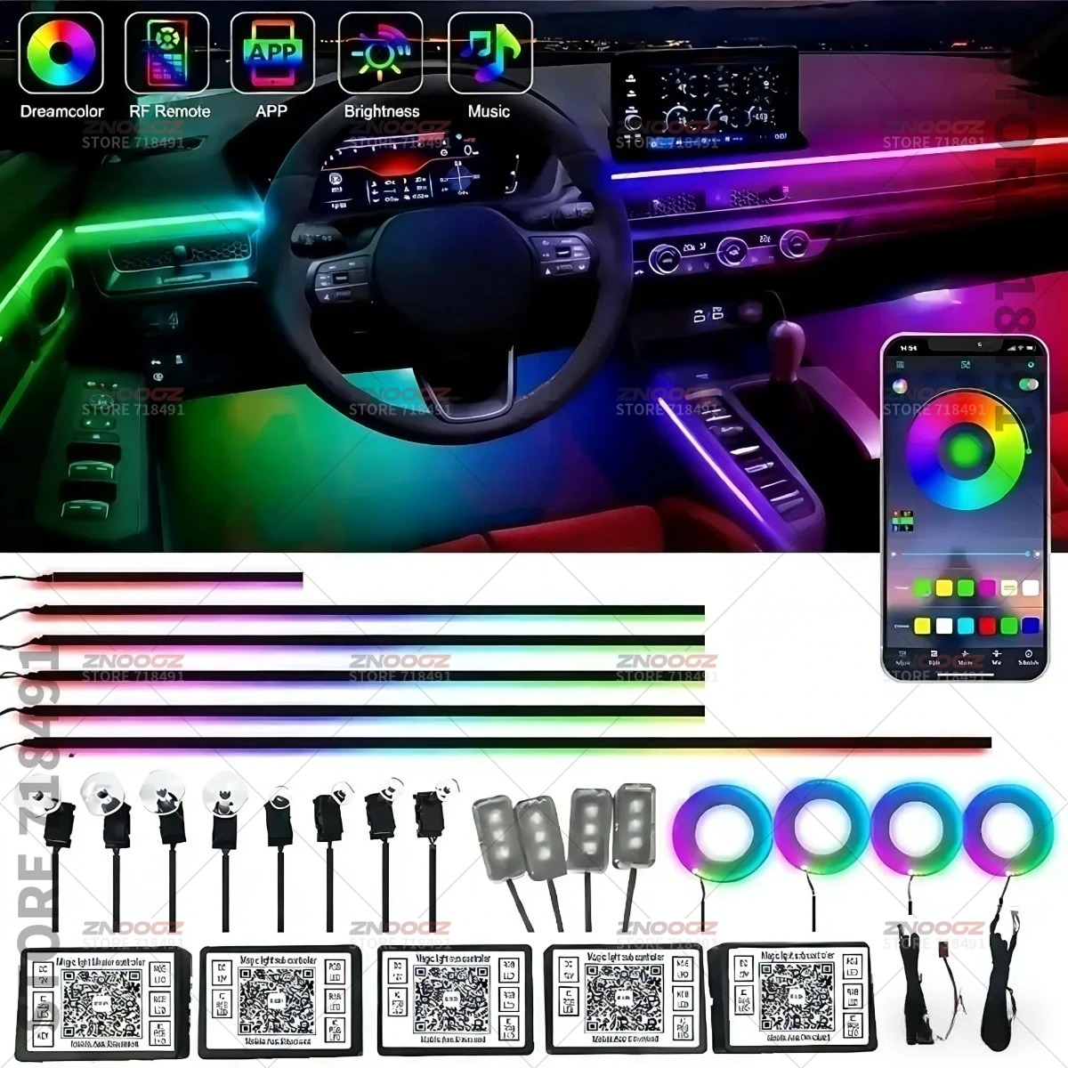 22in1 RGB سيارة الداخلية الاكر - مراجعة Tech Lighting Accessories وسعره