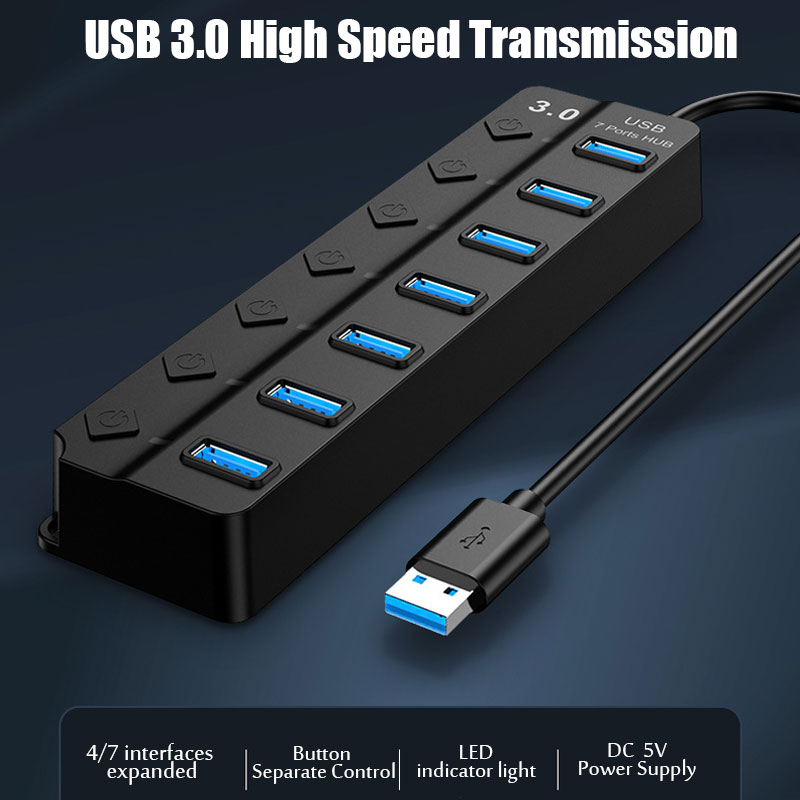 محول طاقة USB 3.0 مع 4/7 منافذ - مراجعة Usb Hub 7 Port وسعره