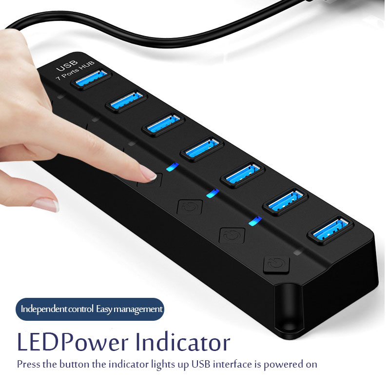محول طاقة USB 3.0 مع 4/7 منافذ - مراجعة Usb Hub 7 Port وسعره