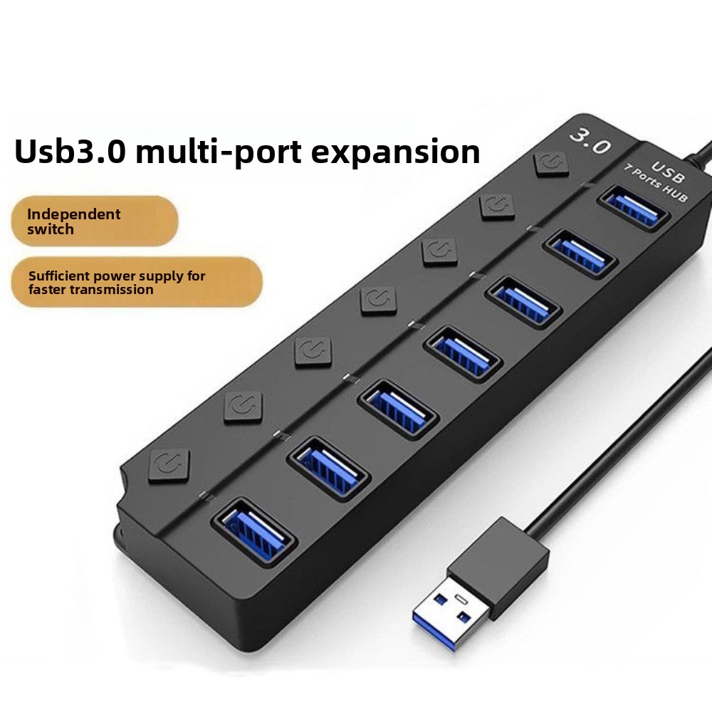 موزع USB 3.0 بـ 7 منافذ مع مفت - مراجعة Usb Hub 7 Port وسعره