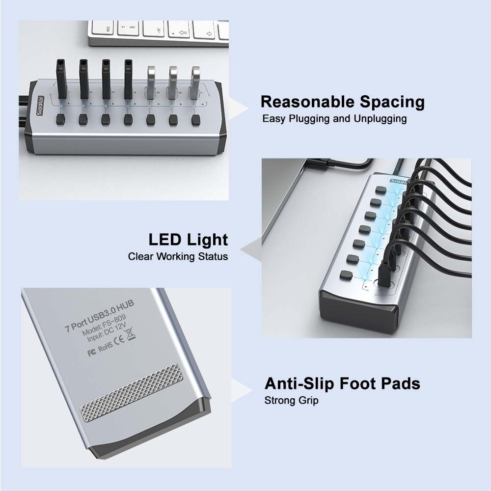 موزع USB من Sipolar مع شحن BC1 - مراجعة Usb Hub 7 Port وسعره