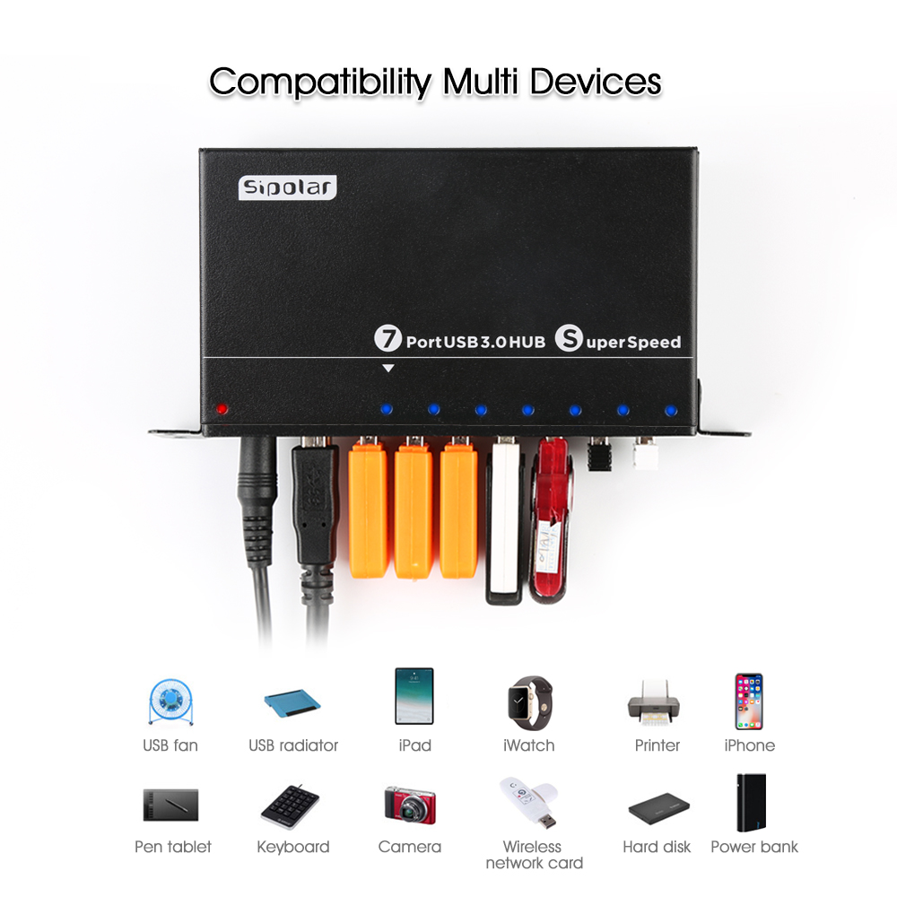 A-173 موزع USB 3.0 صناعي بـ 7  - مراجعة Usb Hub 7 Port وسعره