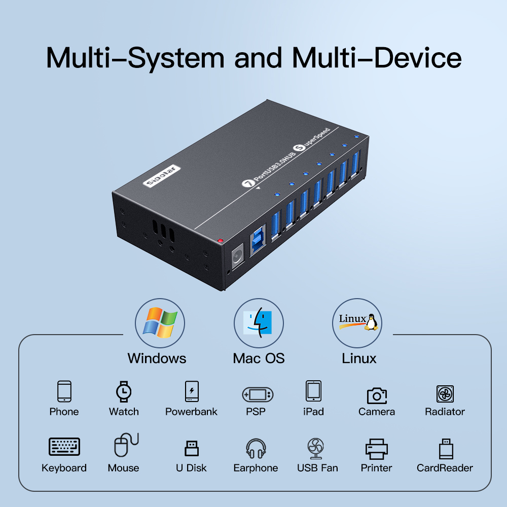 A-173 موزع USB 3.0 صناعي بـ 7  - مراجعة Usb Hub 7 Port وسعره