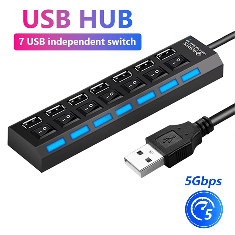 موزع USB 2.0 بـ 7 منافذ لأجهزة - مراجعة Usb Hub 7 Port وسعره