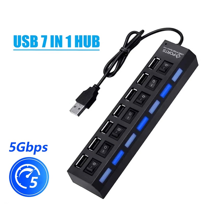 موزع USB 2.0 عالي السرعة بـ 7  - مراجعة Usb Hub 7 Port وسعره